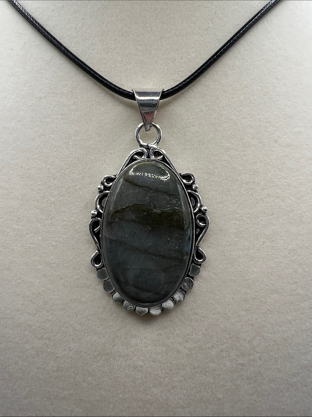 Labradorite Oval Pendant Necklace